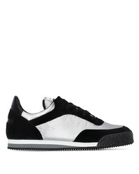 schwarze und silberne Segeltuch niedrige Sneakers von Comme Des Garcons SHIRT