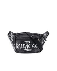 schwarze und weiße Bauchtasche von Balenciaga
