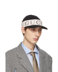 schwarze und weiße bedruckte Baseballkappe von Gucci