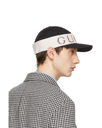 schwarze und weiße bedruckte Baseballkappe von Gucci