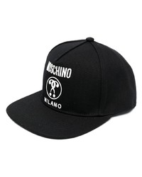 schwarze und weiße bedruckte Baseballkappe von Moschino