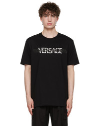 schwarze und weiße bedruckte Baseballkappe von Versace