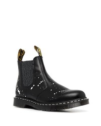 schwarze und weiße bedruckte Chelsea Boots aus Leder von Dr. Martens