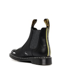 schwarze und weiße bedruckte Chelsea Boots aus Leder von Dr. Martens