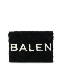 schwarze und weiße bedruckte Clutch von Balenciaga