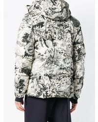 schwarze und weiße bedruckte Daunenjacke von MONCLER GRENOBLE