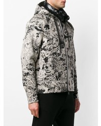 schwarze und weiße bedruckte Daunenjacke von MONCLER GRENOBLE