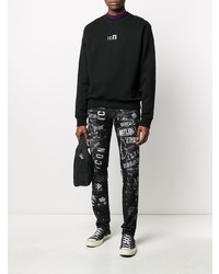 schwarze und weiße bedruckte enge Jeans von DSQUARED2