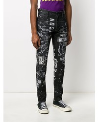 schwarze und weiße bedruckte enge Jeans von DSQUARED2