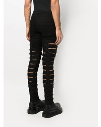 schwarze und weiße bedruckte enge Jeans von Rick Owens