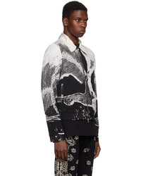 schwarze und weiße bedruckte Harrington-Jacke von Amiri