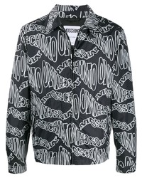 schwarze und weiße bedruckte Harrington-Jacke von Moschino
