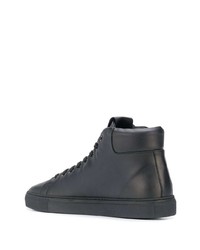 schwarze und weiße bedruckte hohe Sneakers aus Leder von Moschino