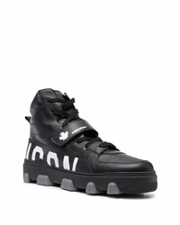 schwarze und weiße bedruckte hohe Sneakers aus Leder von DSQUARED2