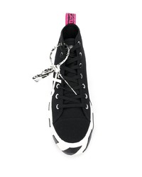 schwarze und weiße bedruckte hohe Sneakers aus Segeltuch von Off-White