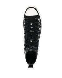 schwarze und weiße bedruckte hohe Sneakers aus Segeltuch von Amiri