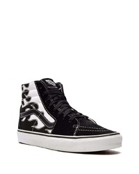 schwarze und weiße bedruckte hohe Sneakers aus Segeltuch von Vans