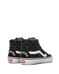 schwarze und weiße bedruckte hohe Sneakers aus Segeltuch von Vans