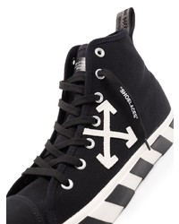 schwarze und weiße bedruckte hohe Sneakers aus Segeltuch von Off-White