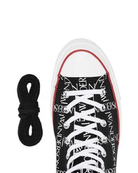 schwarze und weiße bedruckte hohe Sneakers von Converse X JW Anderson