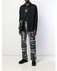 schwarze und weiße bedruckte Jeans von Versace