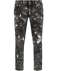 schwarze und weiße bedruckte Jeans von Dolce & Gabbana