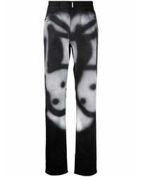 schwarze und weiße bedruckte Jeans von Givenchy