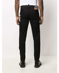 schwarze und weiße bedruckte Jeans von DSQUARED2