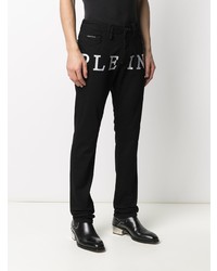 schwarze und weiße bedruckte Jeans von Philipp Plein