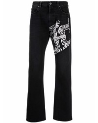 schwarze und weiße bedruckte Jeans von Just Cavalli