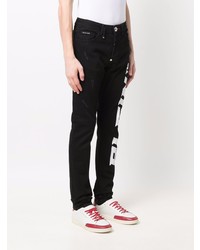 schwarze und weiße bedruckte Jeans von Philipp Plein