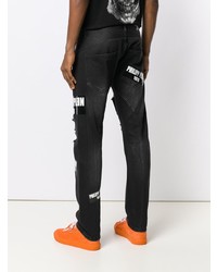 schwarze und weiße bedruckte Jeans von Philipp Plein