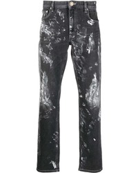 schwarze und weiße bedruckte Jeans von Roberto Cavalli