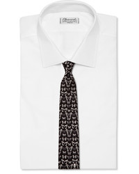 schwarze und weiße bedruckte Krawatte von Alexander McQueen