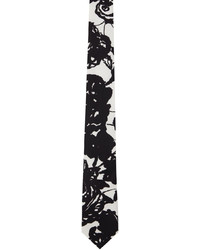 schwarze und weiße bedruckte Krawatte von Dries Van Noten