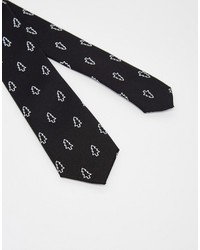 schwarze und weiße bedruckte Krawatte von Asos