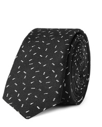 schwarze und weiße bedruckte Krawatte von Saint Laurent