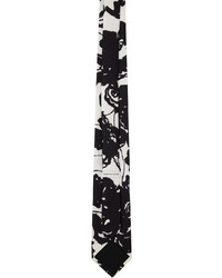 schwarze und weiße bedruckte Krawatte von Dries Van Noten