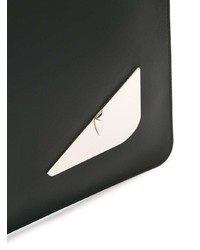 schwarze und weiße bedruckte Leder Clutch Handtasche von Fendi