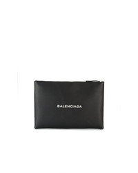 schwarze und weiße bedruckte Leder Clutch Handtasche von Balenciaga