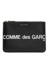schwarze und weiße bedruckte Leder Clutch Handtasche von Comme des Garcons Wallets