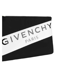 schwarze und weiße bedruckte Leder Clutch Handtasche von Givenchy