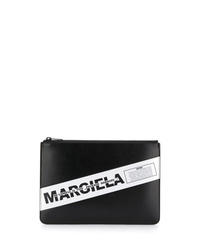 schwarze und weiße bedruckte Leder Clutch Handtasche von Maison Margiela