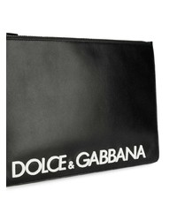 schwarze und weiße bedruckte Leder Clutch Handtasche von Dolce & Gabbana