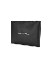 schwarze und weiße bedruckte Leder Clutch Handtasche von Balenciaga