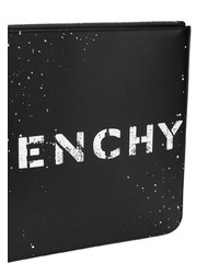 schwarze und weiße bedruckte Leder Clutch Handtasche von Givenchy