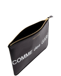 schwarze und weiße bedruckte Leder Clutch von Comme des Garcons Wallets