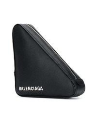 schwarze und weiße bedruckte Leder Clutch von Balenciaga