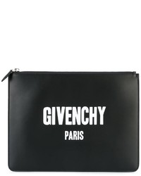 schwarze und weiße bedruckte Leder Clutch von Givenchy