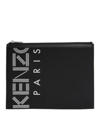schwarze und weiße bedruckte Leder Clutch von Kenzo